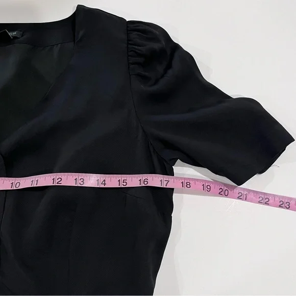 Ann Taylor Black Twill Button Front Midi Dress Size Medium Petite - Picture 8 of 11